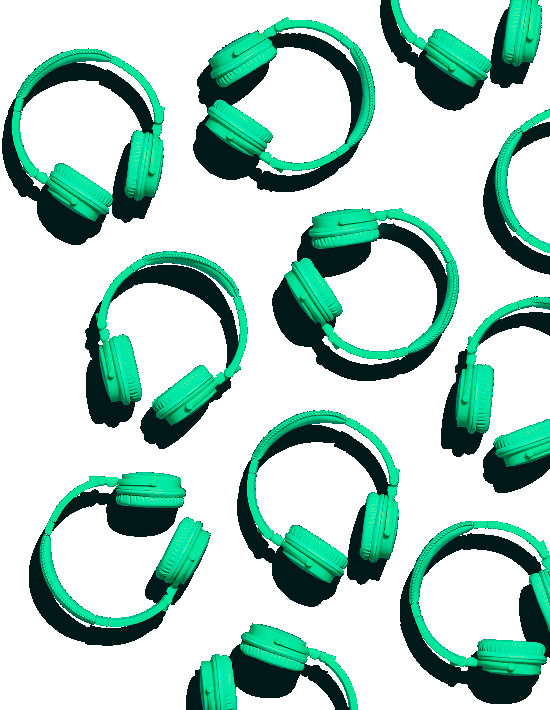 Background image of headphones.