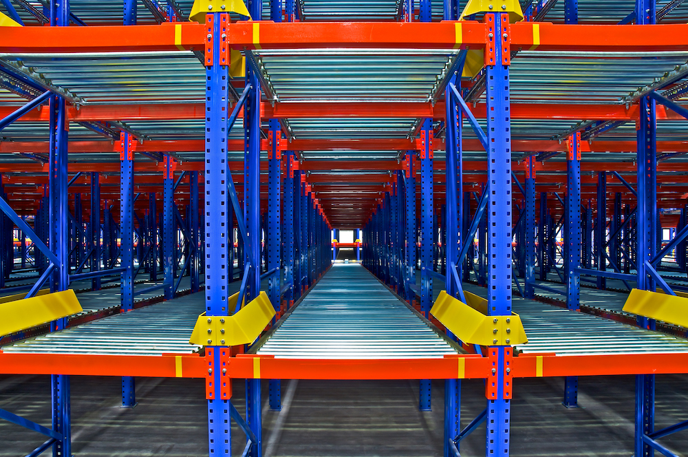 Empty warehouse shelves