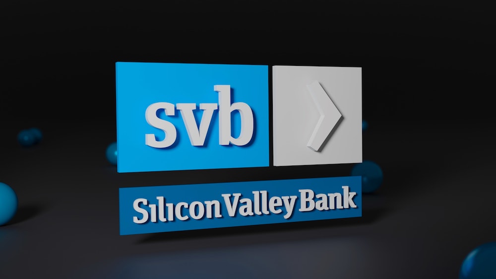 The logo of SVB, Silicon Valley Bank.