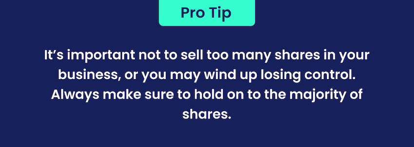 hold on to the majority of shares in your company