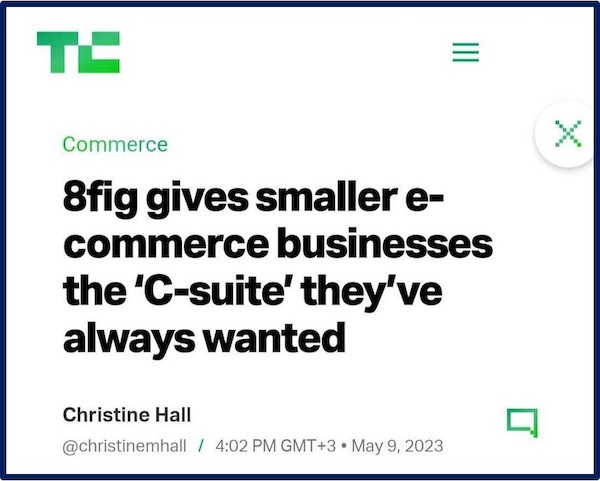 Screenshot from 8fig's featured article on TechCrunch